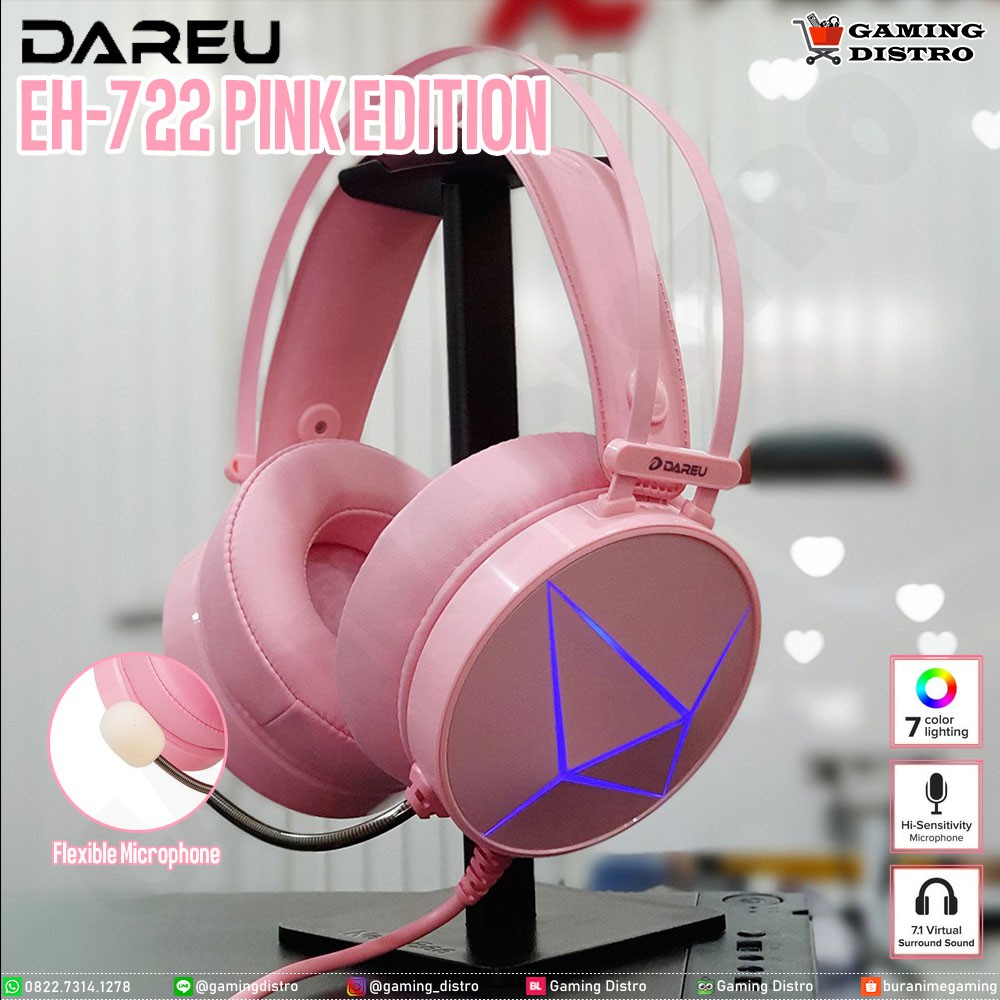 Headset Gaming Dareu EH722s Pink Edition - Dareu EH-722s Pink Edition