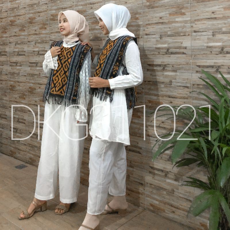 Vest tenun troso, rompi ethnic motif toraja black gold