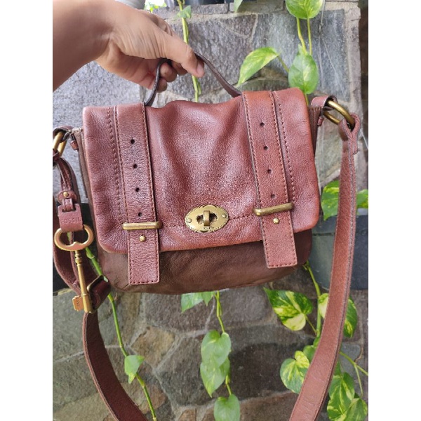 PRELOVED PL TAS BAG FOSSIL MADDOX SATCHEL CONVERTIBLE CONVERTIBEL MASON TURNLOCK TURN LOCK KISSLOCK 