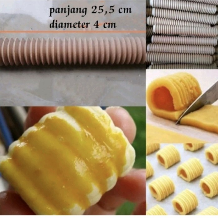 Cetakan Nastar Gulung Rolling Pin Kayu 25 CM Gelek Cookies Gerigi