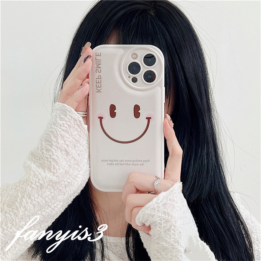 Compatible For iPhone 13 12 11 Pro Max X XR Xs Max 8 7 Plus SE 2020 Soft Case Silikon Desain Smiley Untuk