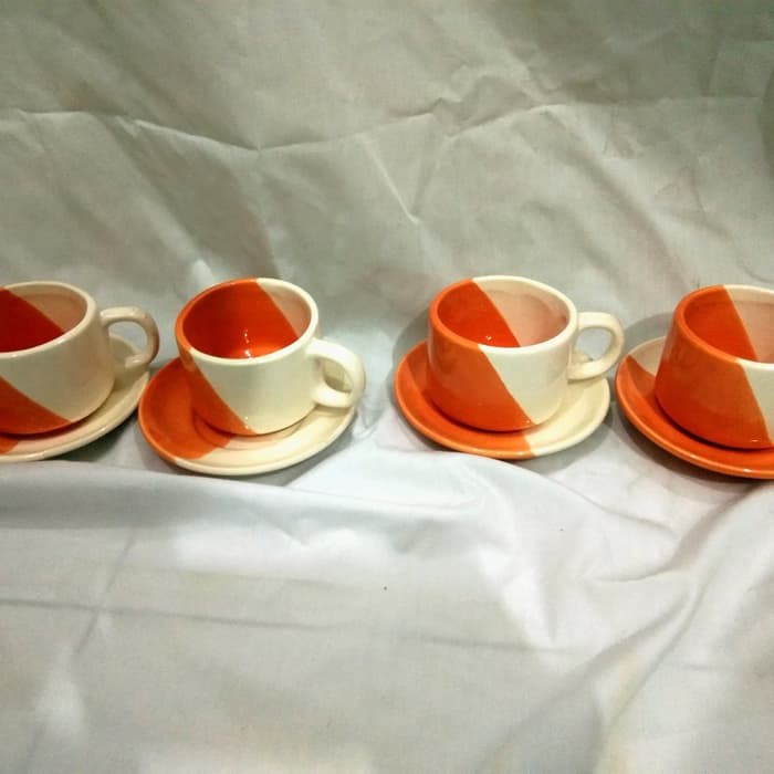 4 Pasang Cangkir Kopi Set Two Color / Kopi Set / Tea Set