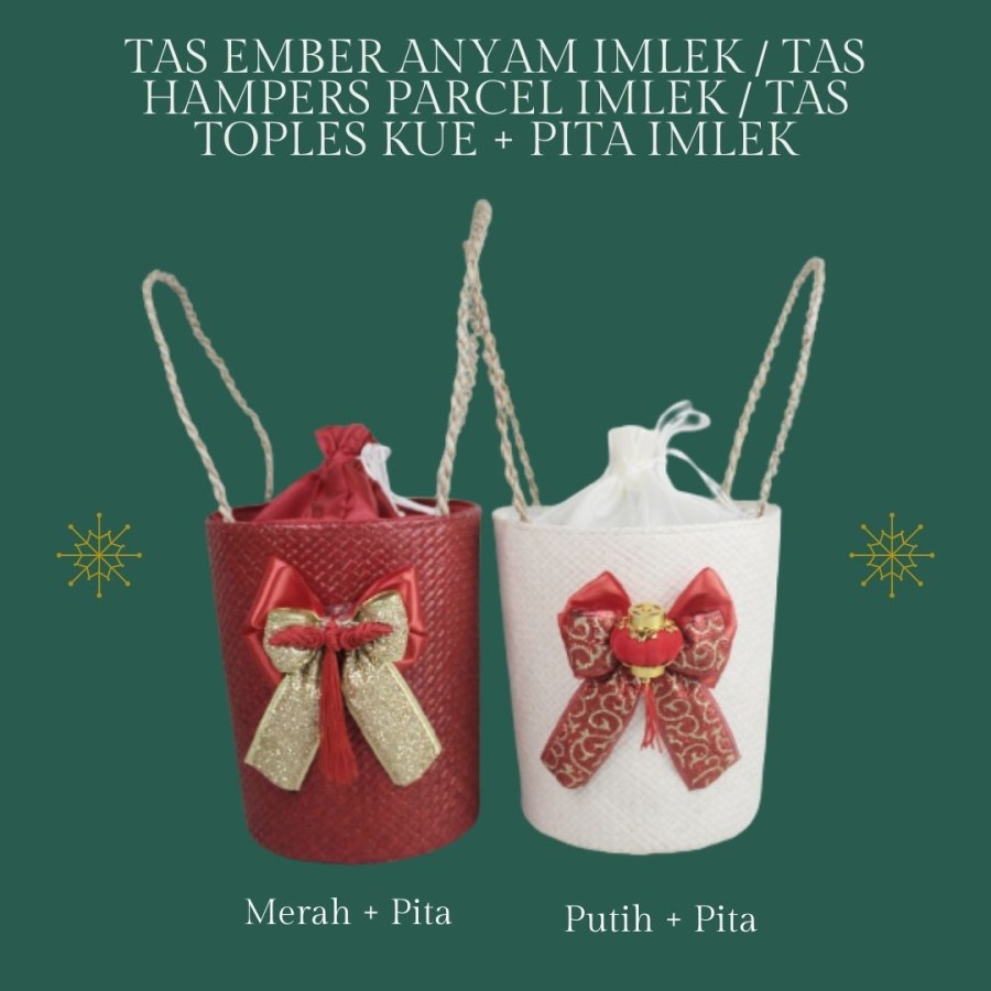 

Tas Hampers Anyam Imlek / Tas Hampers Imlek / Tas Toples Kue + Pita