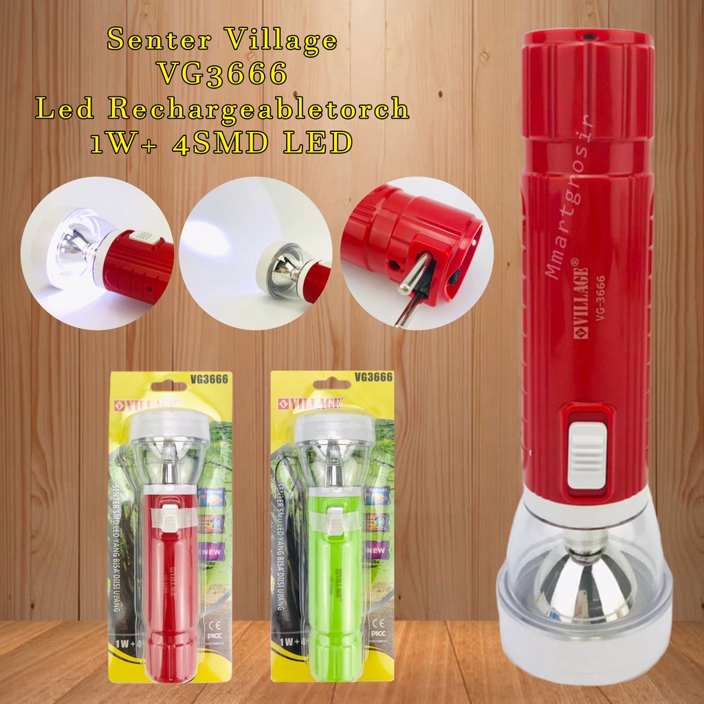 Senter Village / Senter / VG3666 / Senter Led Rechargeabletorch / 1W+ 4SMD LED