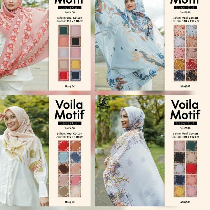 Termurah KODE-288 VOILA MOTIF LC UMAMA HIJAB KERUDUNG SEGI EMPAT PRINTED