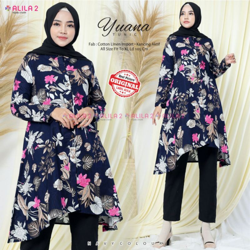 YUANA LONG TUNIK ALL SIZE LD 105CM BY ALILA / TUNIK/LONG TUNIK
