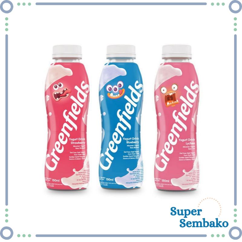 SUSU YOGURT BOTOL GREENFIELDS RASA BLUEBERRY LECI STRAWBERRY 150ml