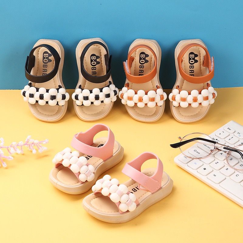 Sandal Sepatu anak Perempuan Motif Bunga pom pom Sandal Anak Perempuan Bahan Karet Model Lucu 1-5 Tahun Import