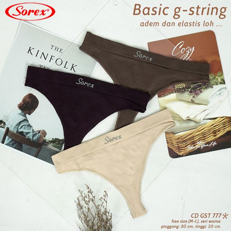 Sorex GST 777 basic g-string celana dalam allsize bisa LP molor sd 100cm