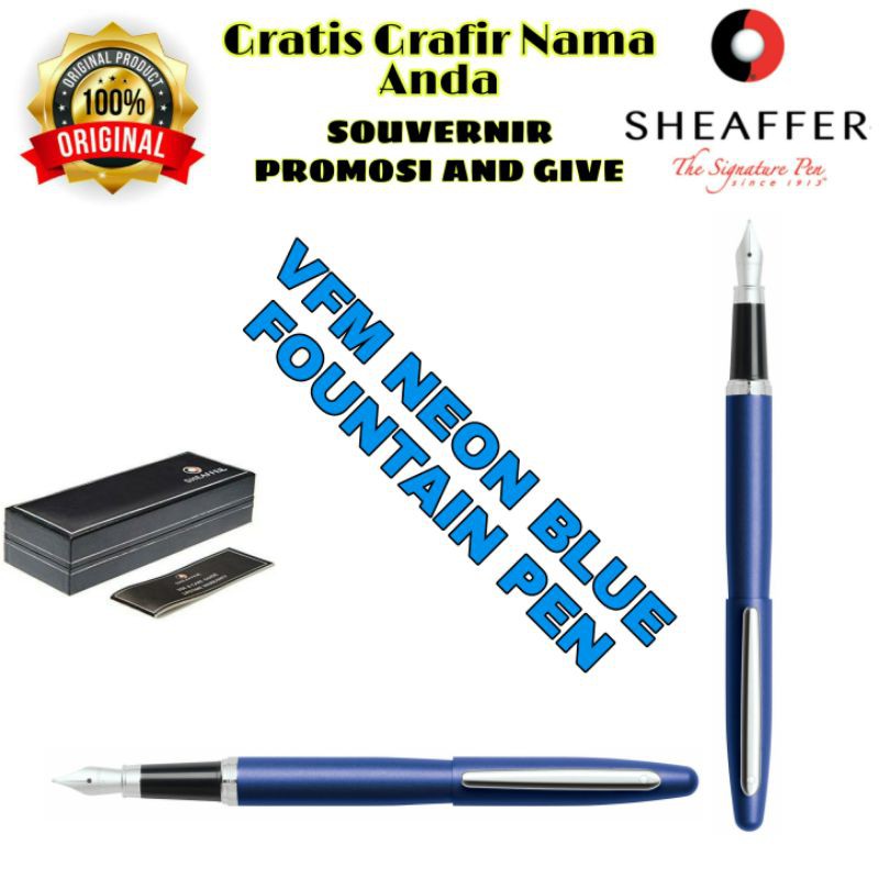 

PULPEN SHEAFFER VFM EXCESSIVE FOUNTAIN BLUE NEON ORIGINAL GRATIS GRAFIR NAMA ANDA