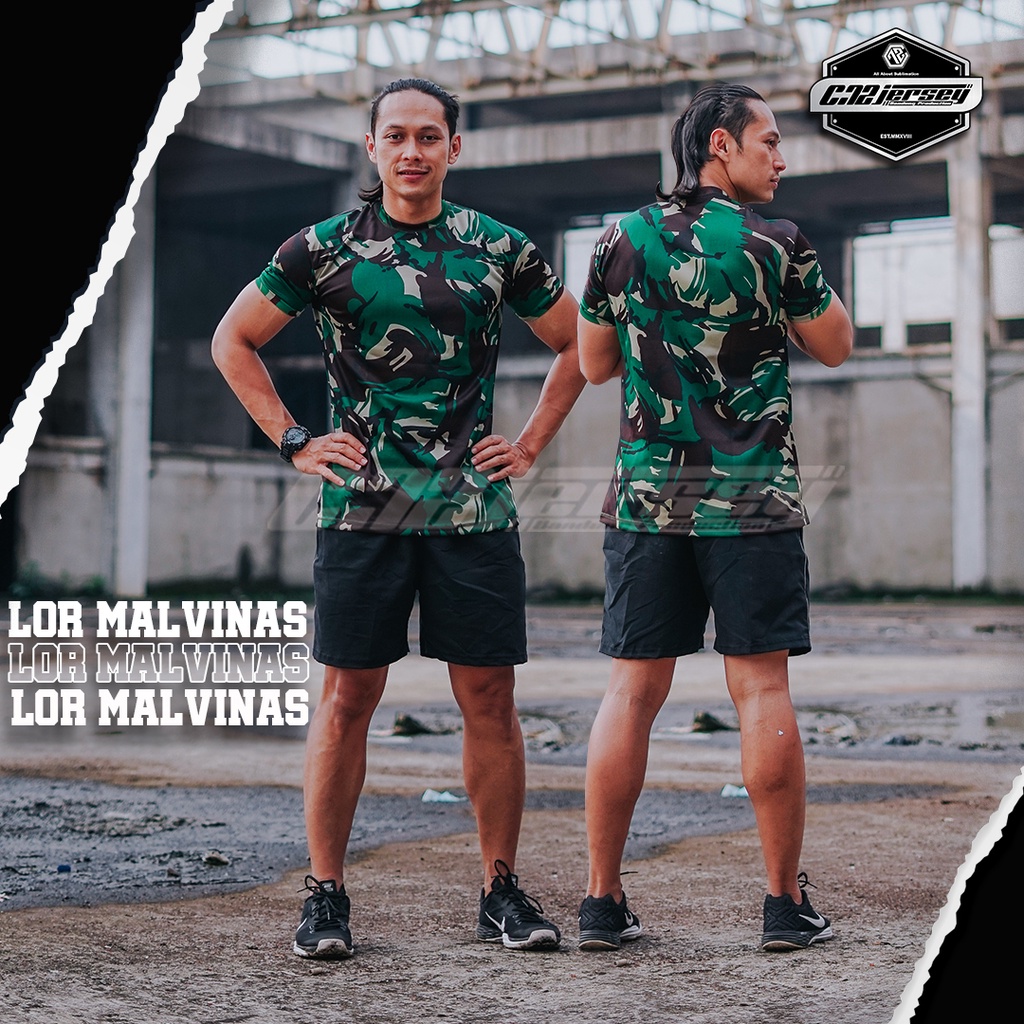 Kaos Loreng Pria Baju Kaos Doreng Baju Kaos Loreng TNI Kaos Hijau Botol Kaos Army Baju Loreng Tentara Malvinas Bahan Dryfit Kaos Army Leher Tinggi Leher Pendek Kaos Loreng