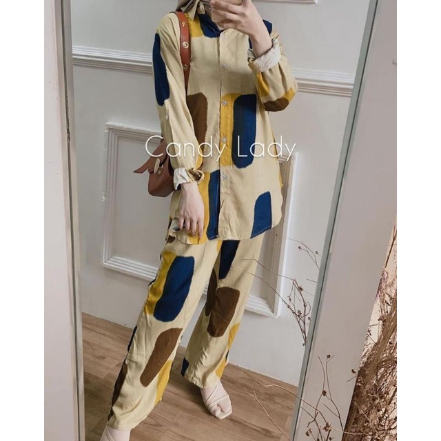 SETELAN PIYAMA WANITA PREMIUM HIGH QUALITY // LD 100 - 110 ONE SET RAYON MOTIF BARU // SET RAYON-Loly set