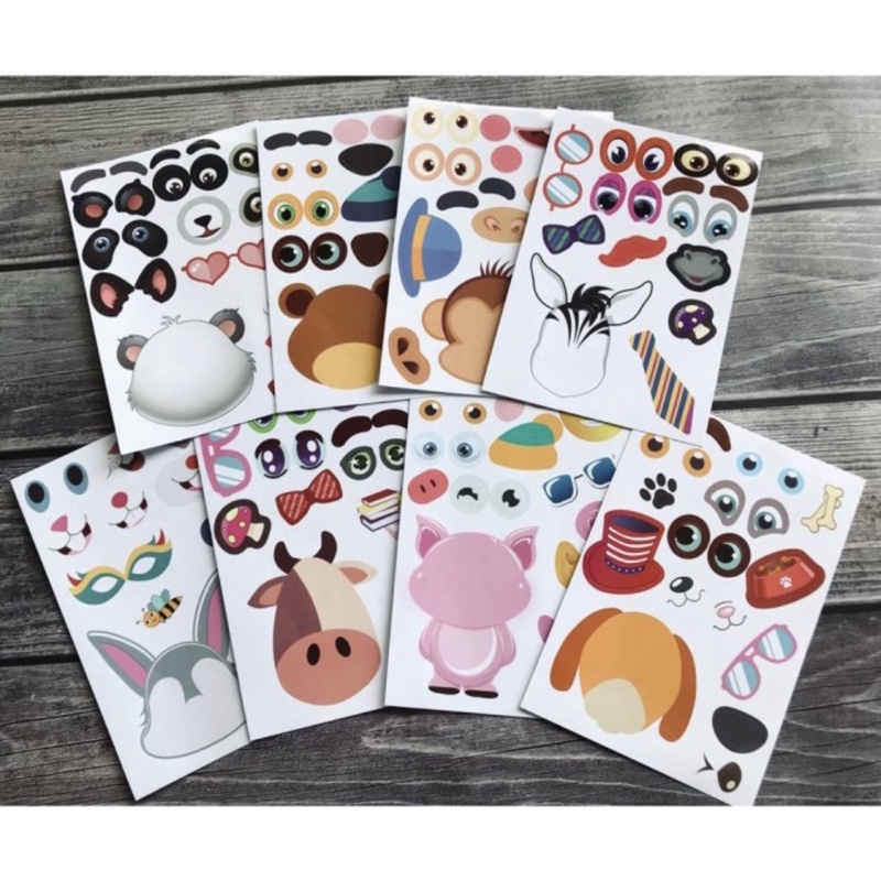

Animal Face Sticker Stiker Muka Binatang Lucu