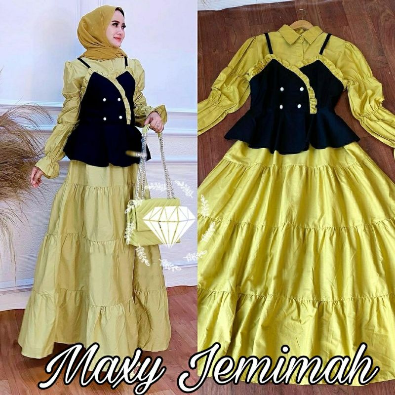 PCS MAXY JEMIMAH 2IN1 BAHAN MOSCREPE 4 UKURAN L XL XXL 3XL MR ADA VIDEO REVIEW PRODUK