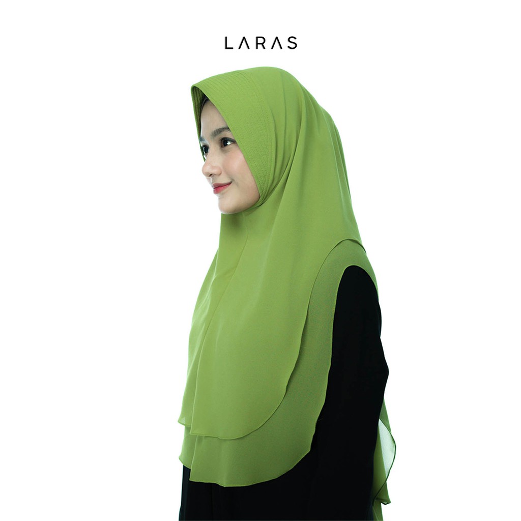 Kerudung Hijab Khimar Instan Bergo Dua Layer Ceruty Babydoll Premium Warna Hijau Lemon By Laras