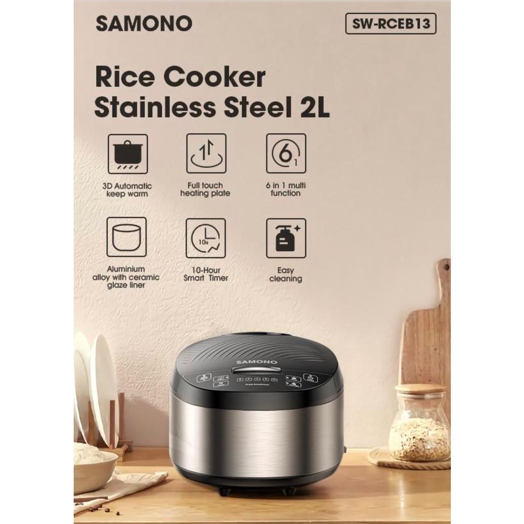 RICE COOKER SAMONO RICE COOKER STAINLESS 2 LITER MAGIC COM PENANAK NASI