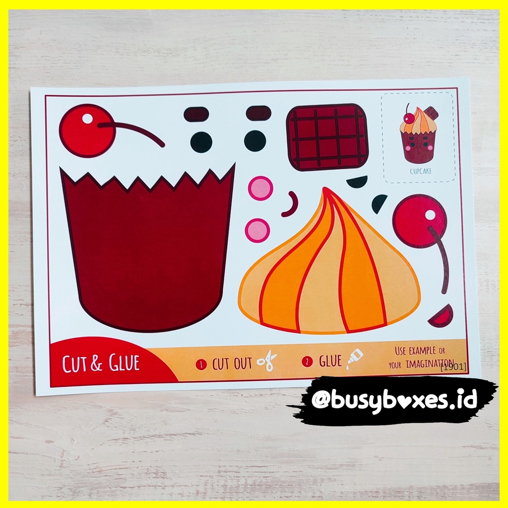 [busyboxes.id] Mainan Edukasi anak 3 tahun mainan edukasi anak 2 tahun Aktivitas anak menggunting  dan menempelcut and glue seri cup cake paud preschool mainan edukasi gunting tempel