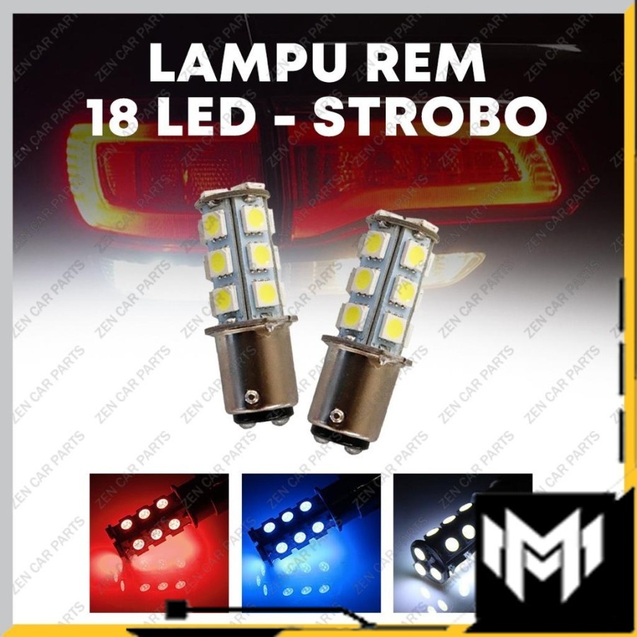 LAMPU REM MOTOR MOBIL BAYONET 1157 2 KAKI STROBO KEDAP KEDIP 18 LED