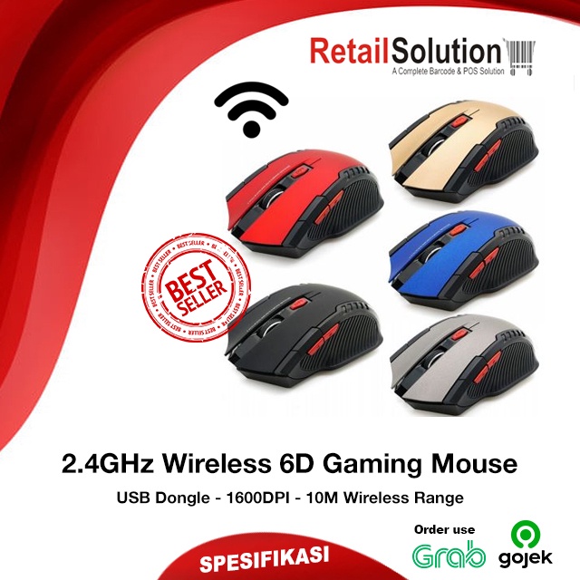 Mouse WiFi Dongle USB - 2.4GHz Wireless 6D Gaming Mouse