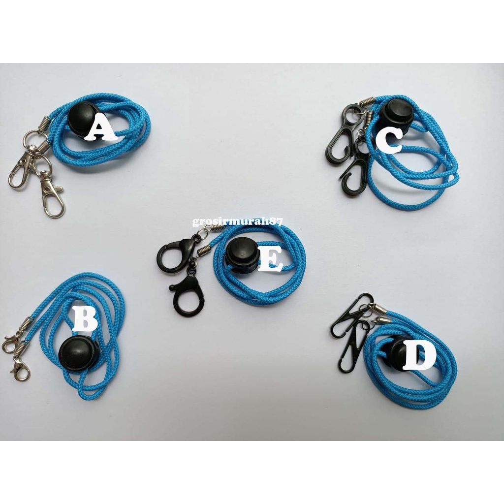 Tali masker dewasa lanyard kalung masker non elastis warna biru ready stok cantolan kokot cantolan besi atau plastik