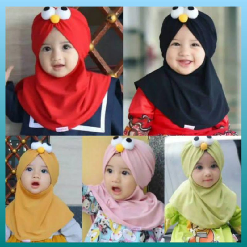 Jilbab Bayi Elmo Kerudung  Bergo Bayi Instan