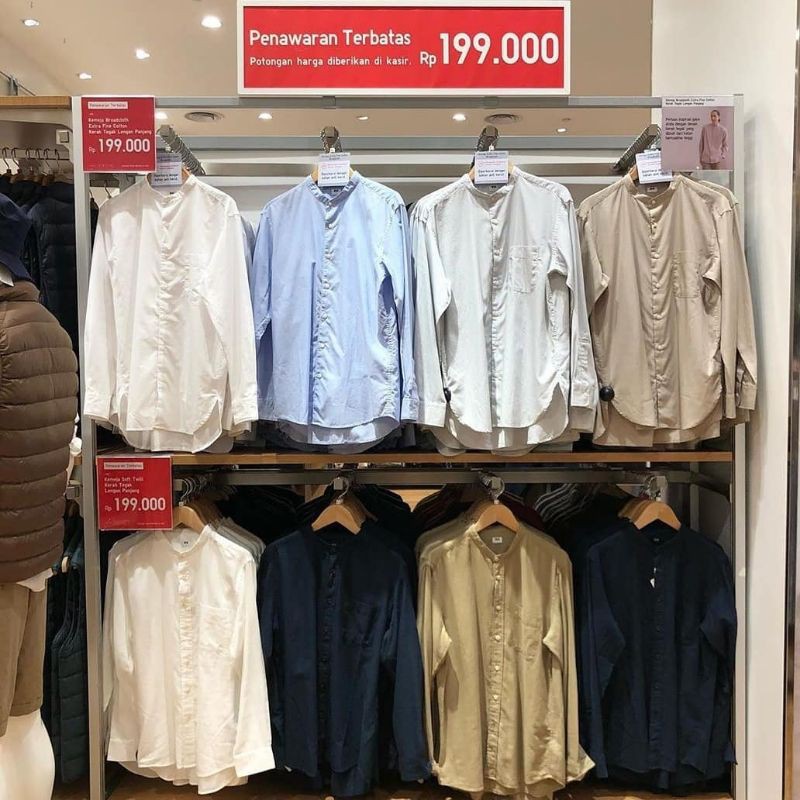 kemeja uniqlo  soft twill kerah tegak Shopee  Indonesia