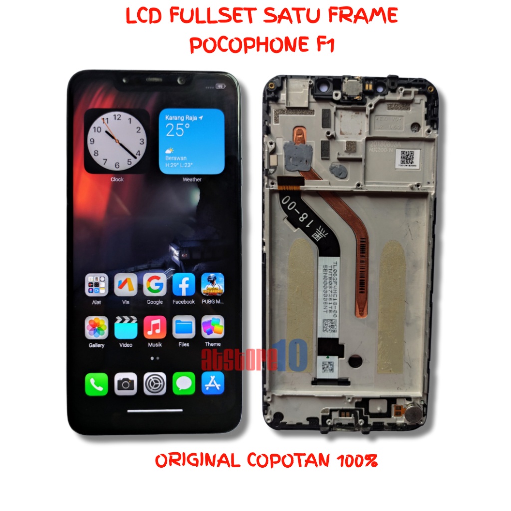 LCD TOUCHSCREEN FULLSET SATU FRAME XIAOMI POCOPHONE POCO F1 NVT ORIGINAL ASLI COPOTAN CABUTAN