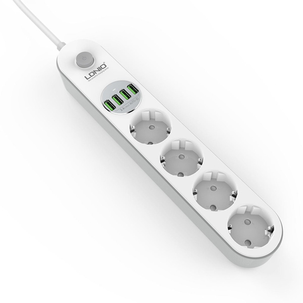 AKN88 - Original LDNIO SE4432 Power Strip with 3 EU AC Sockets 4 USB Ports EU Plug