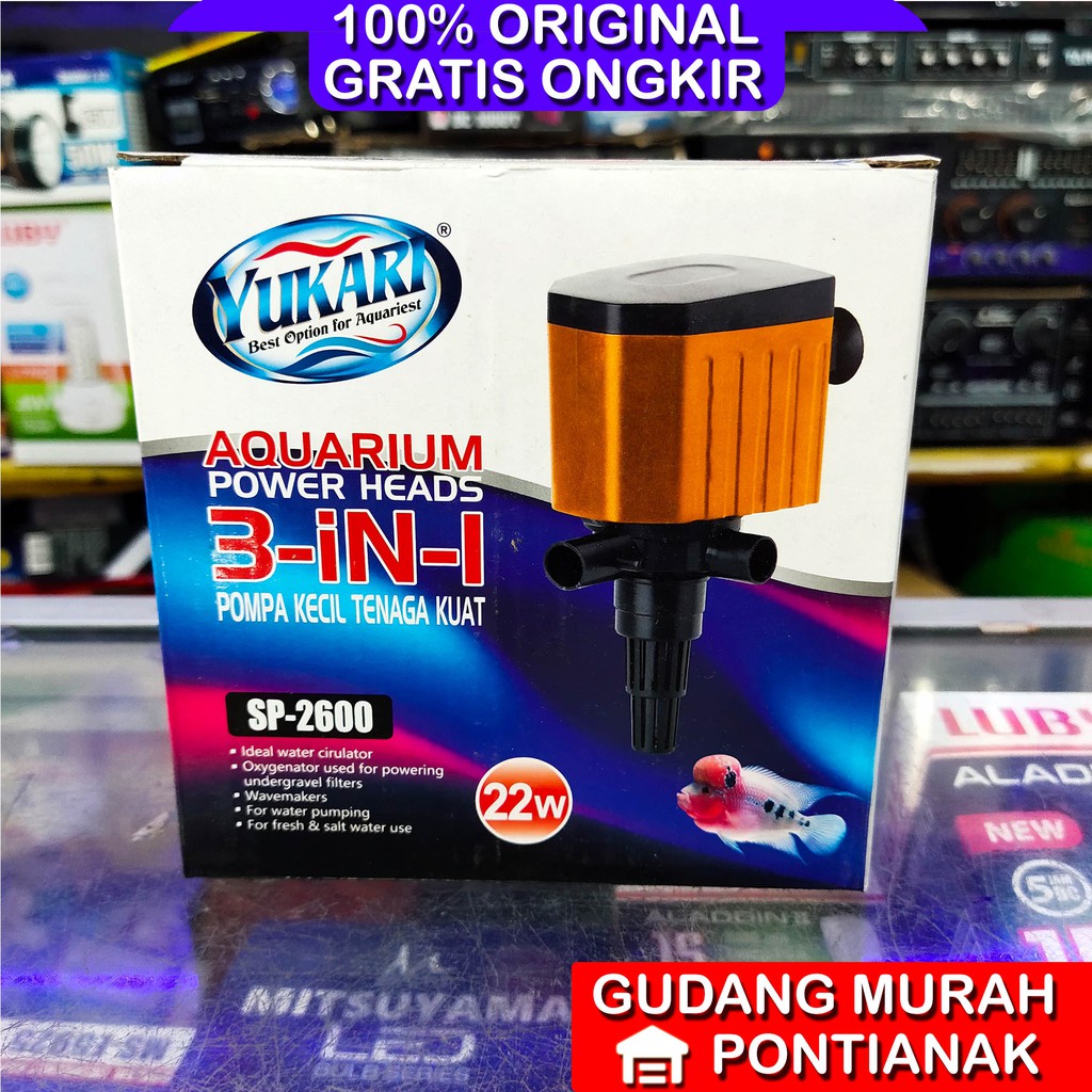 Pompa Mesin Aquarium 22 watt super kuat YUKARI SP 2600 Celup daya hisap awet tahan lama oksigen ikan