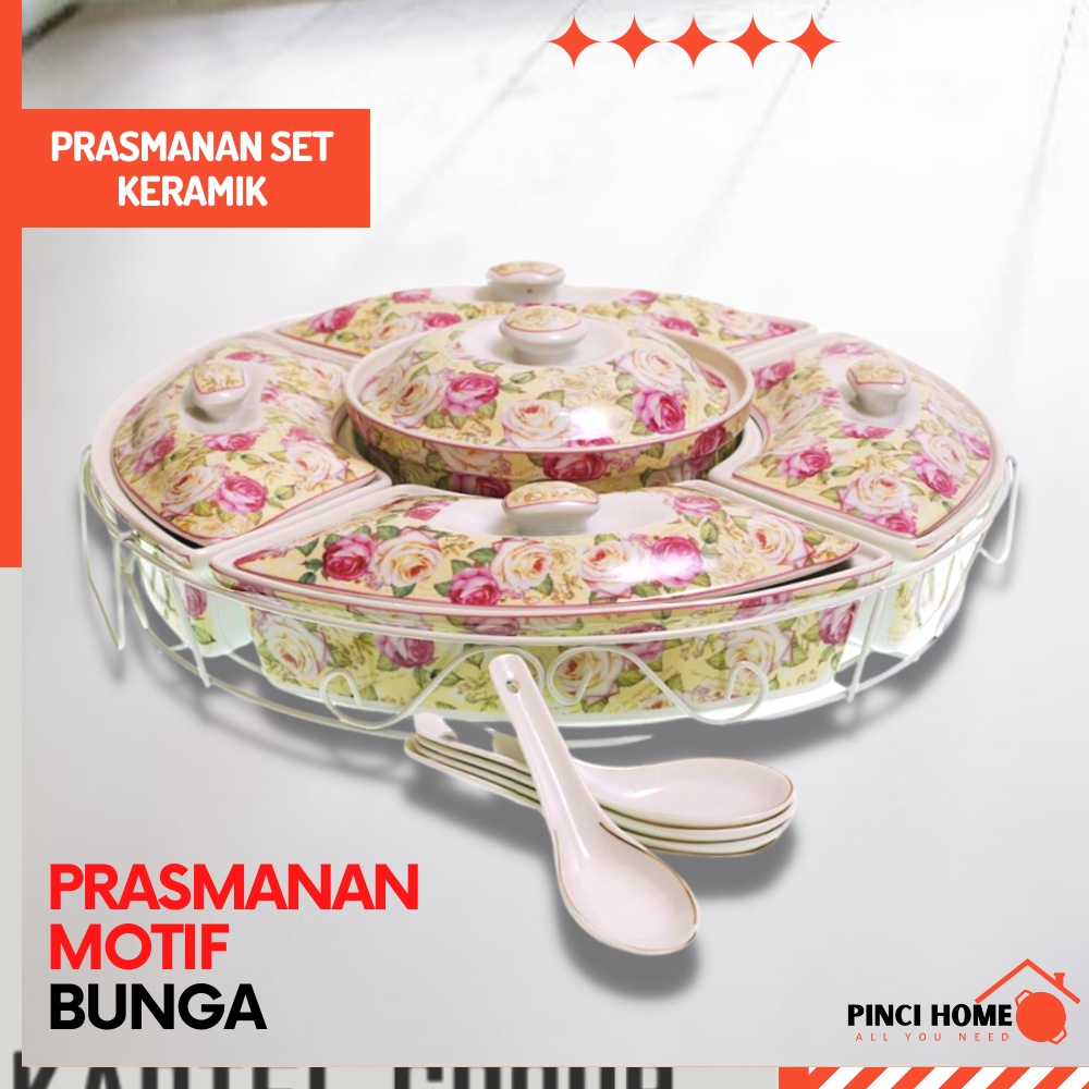Tempat Saji Makanan Prasmanan Bulat Keramik Motif Sultan