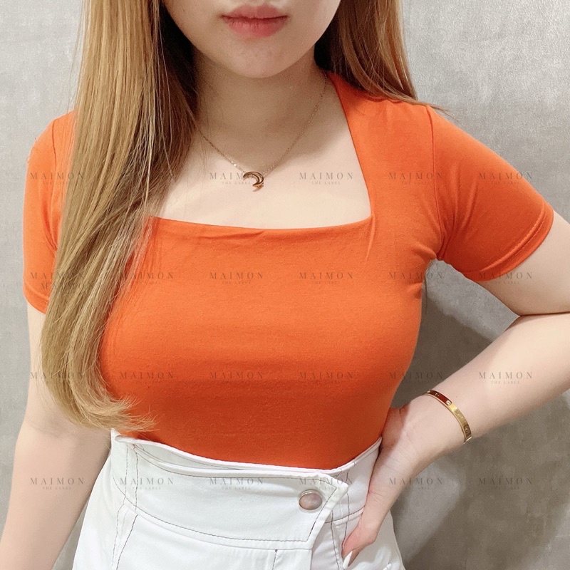 Premium SquareNeck Top | Front Double Layer | Blouse Polos Atasan Wanita | Maimon Grosir