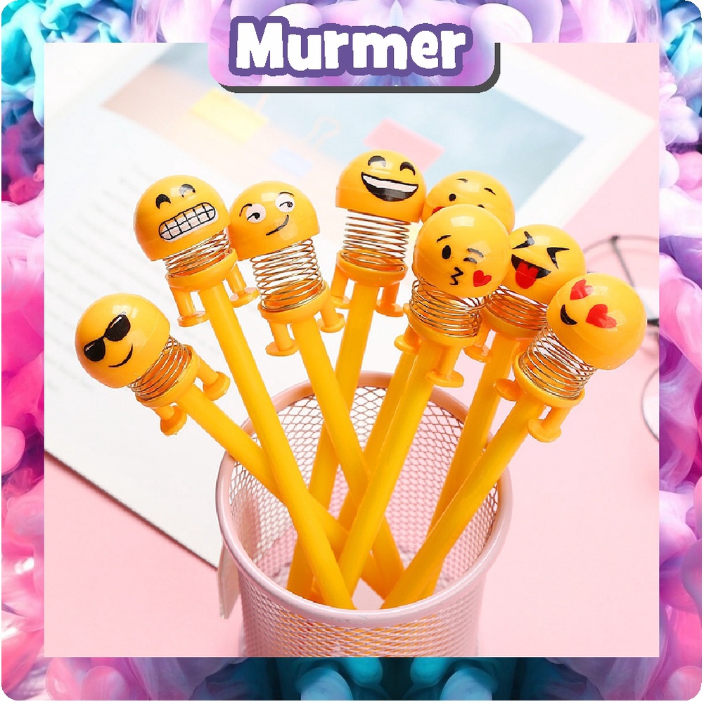 MurmerOfficial R163 Pena Emoticon Per Karakter Unik Lucu Emoji Karakter Smile Spring Doll Pen Import