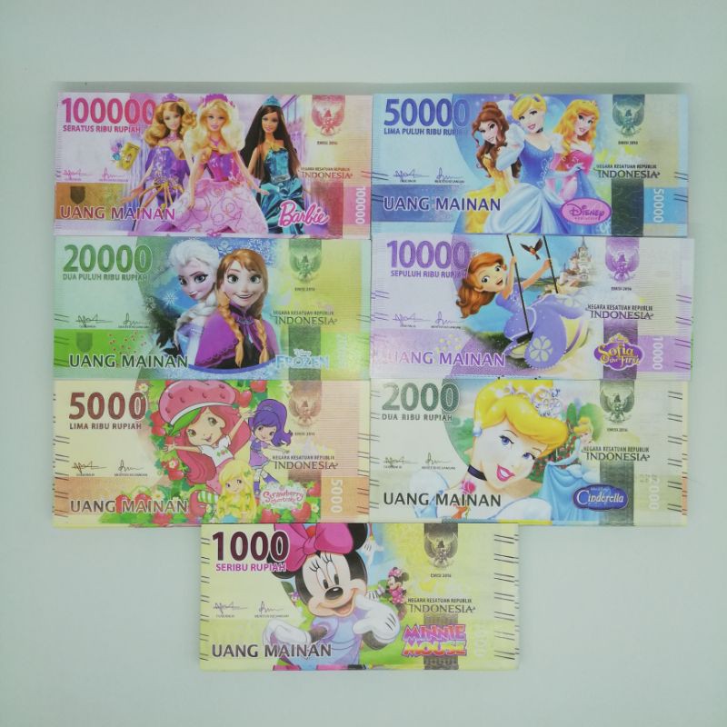 [BCShop] Uang Mainan Karakter Barbie, Frozen, Sofia The First / Mainan Uang-Uangan/Mainan Jadul Anak