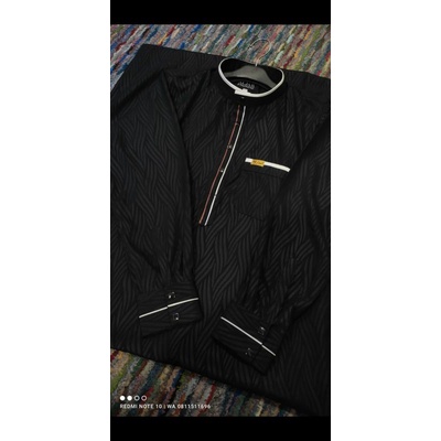 Gamis Aljar Exclusive Bahan Sultan Hitam Les Putih