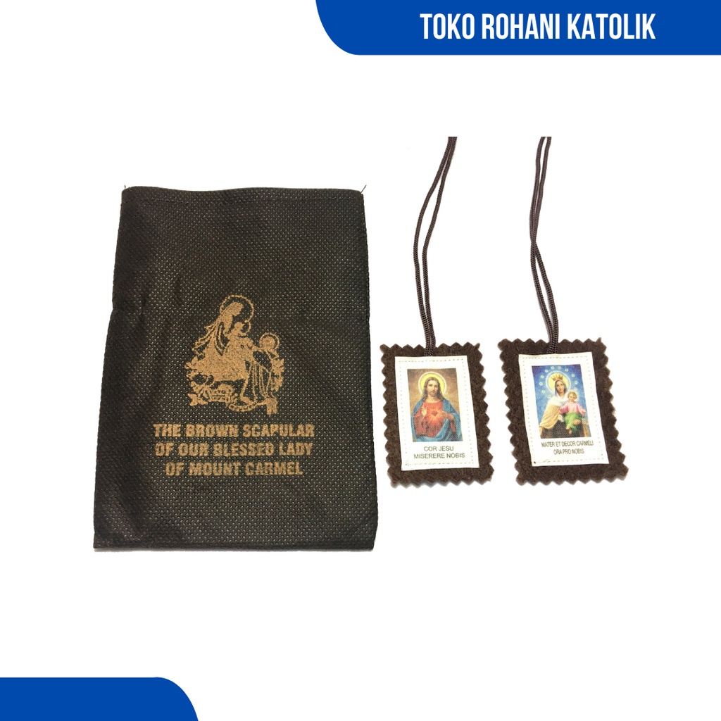 KALUNG SKAPULIR COKLAT GUNUNG KARMEL / ROSARIO SKAPULIR HITAM / SKAPULIR KATOLIK / ROSARIO TALI SKAPULIR /