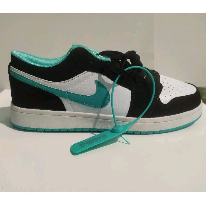 Sepatu Nike Air Jordan 1 Low Island Green Black White Hitam Hijau Putih Import