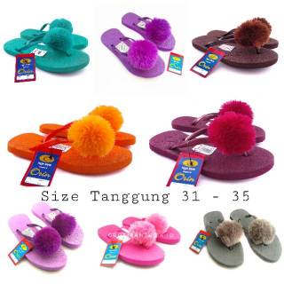  Sandal  Flat ORIN PomPom Remaja  Tanggung 31 35 Sandal  