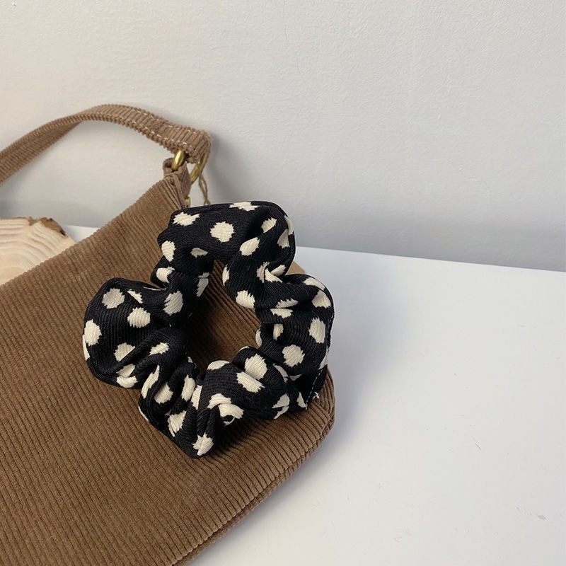 Premium Scrunchie Korea motif Leopard dan Polkadot - Ikat Rambut Korea - Vintage Scrunchie Korean Style