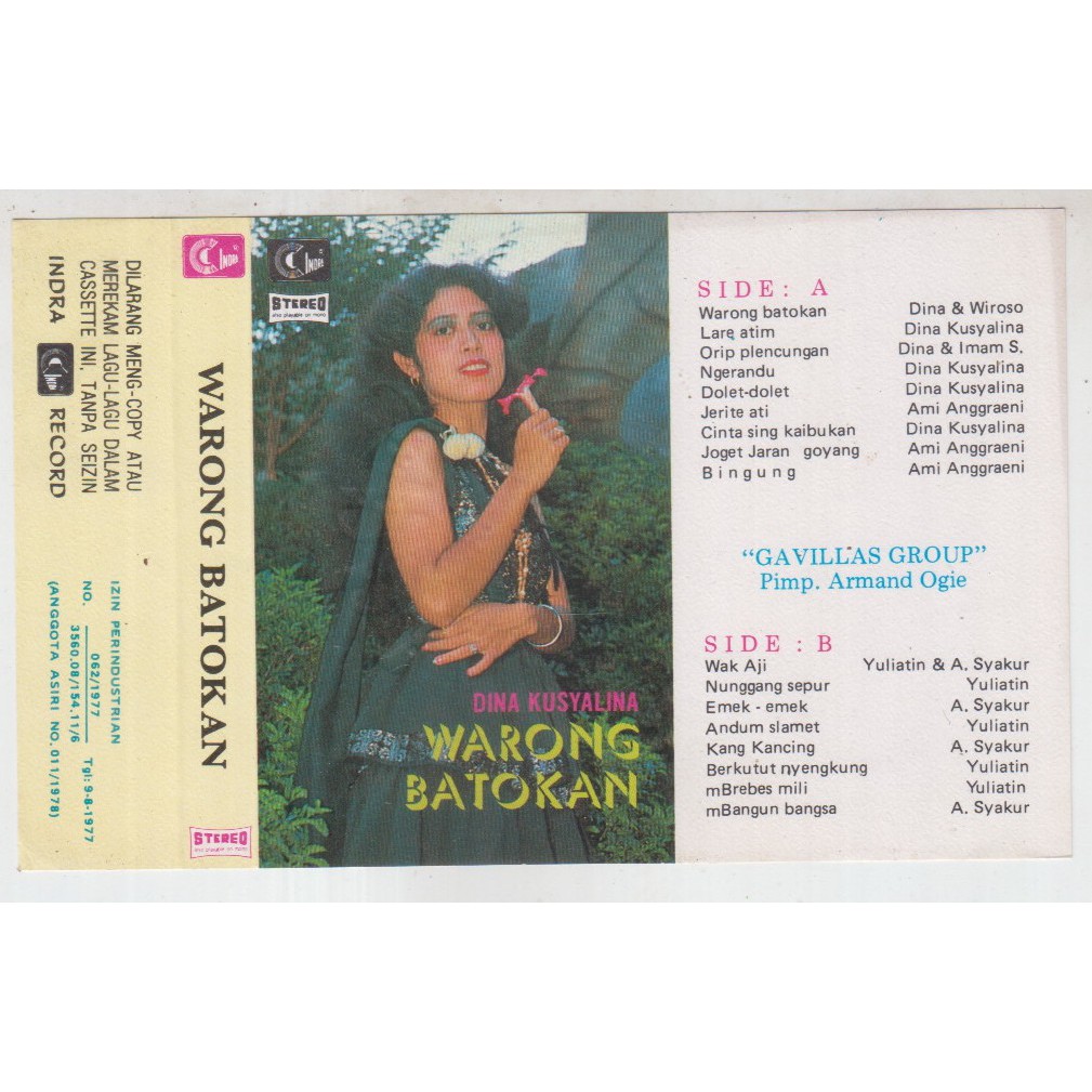COVER SAMPUL KASET DINA KUSYALINA - WARUNG BATOKAN