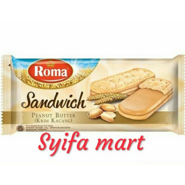 

Roma biskuit sandwich peanut butter 216g