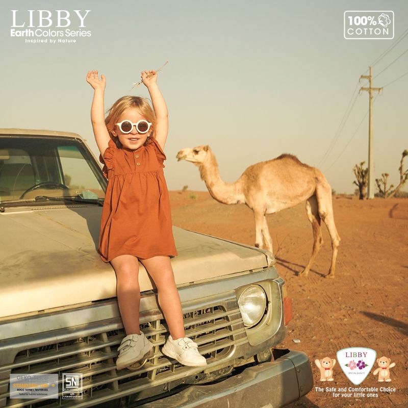 Libby earth NARA DRESS anak polos usia 9bulan - 6tahun/ dress bayi Libby terbaru/ dress anak Libby Nara / Nara Libby dress