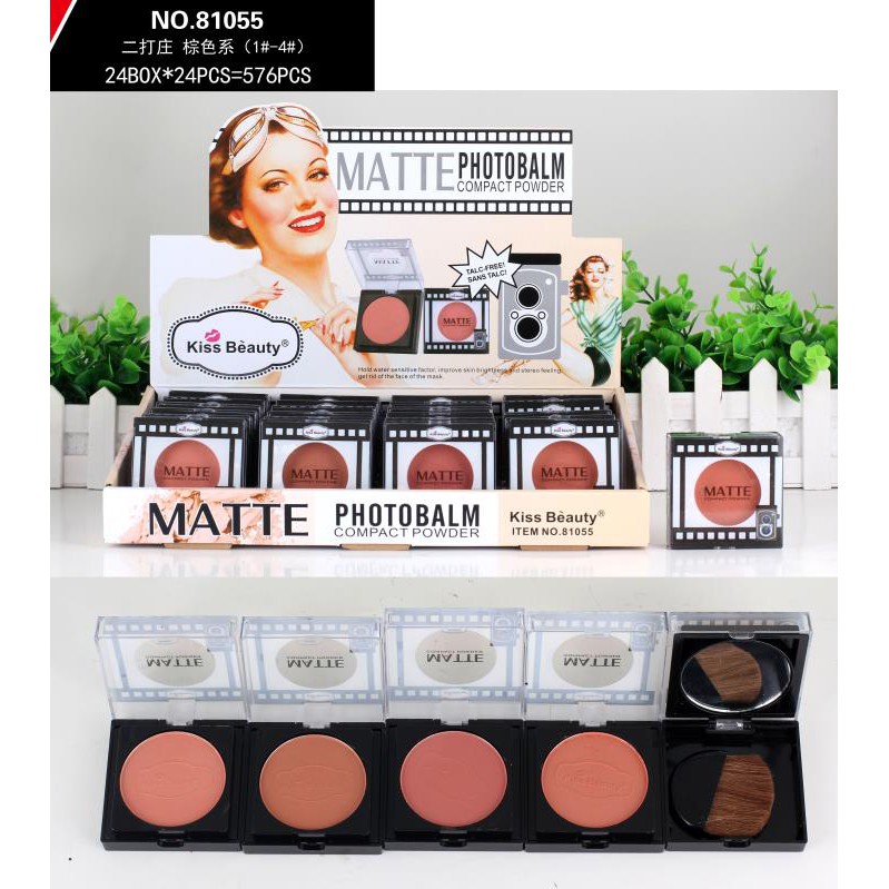 KISS BEAUTY MATTE PHOTOBALM COMPACT POWDER / BLUSHER