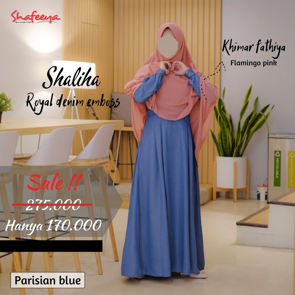 GAMIS POLOS SYARI emboss PREMIUM SHALIHA DRESS BY SHAFEEYA/ DRESS BUSUI WARNA CANTIK PASTEL
