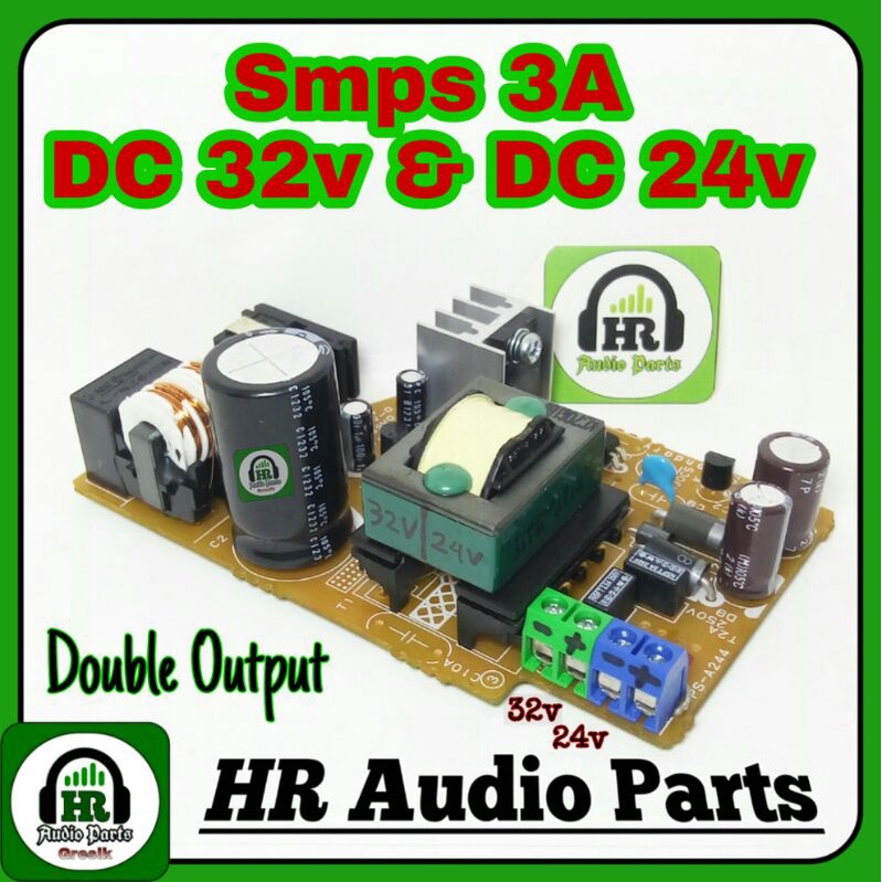 Smps DC 32v &amp; DC 24v 3A Double Output 32V &amp; 24V dc 3Ampere for Amplifier / Tone Control / Dinamo dll