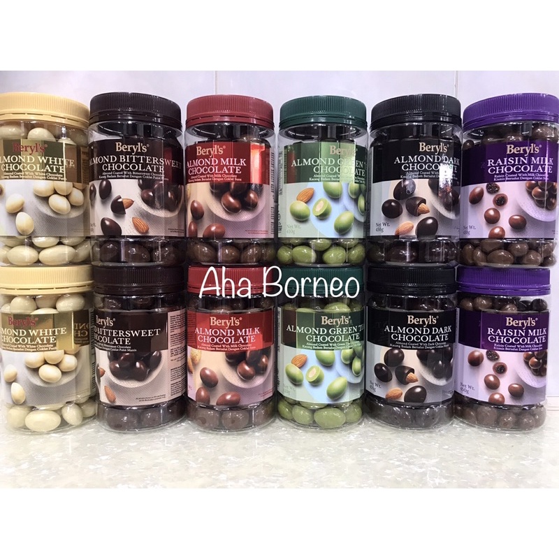 

Beryl’s Coklat Malaysia 8 Varian / Milk Almond Dark Chocolate Green Tea Bitter Raisin White Choco