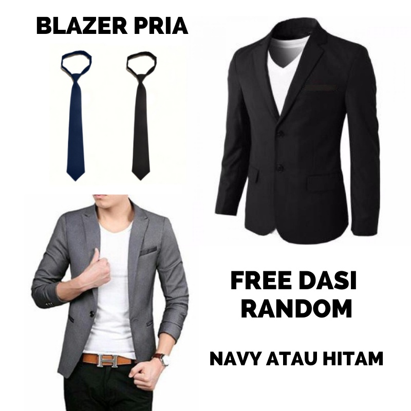 Jas Blazer Pria Hitam kancing 2 Slimfit Formal Premium