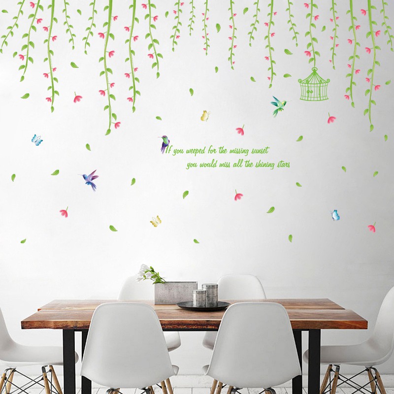 RELIZA WALL STICKER RUMBAI RENDA HIJAU SANGKAR CAGES BIRDS BUTTERFLY STIKER DINDING XL8260