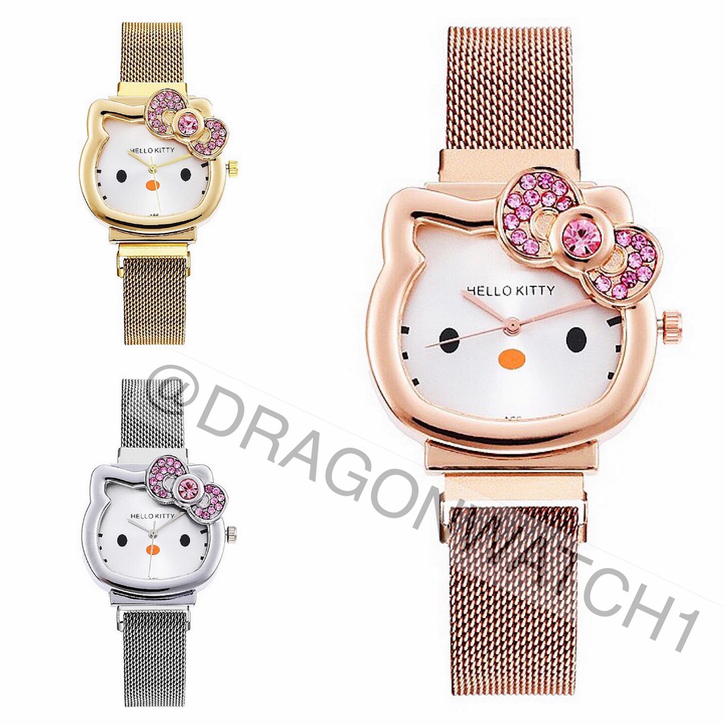 COD✅ Jam tangan wanita rantai magnet Hello Kitty jam HK jam cewek kualitas super watch  S1151