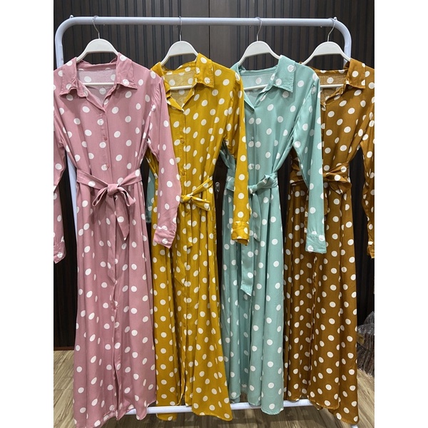 gamis fashion muslim Gamis polka yelo