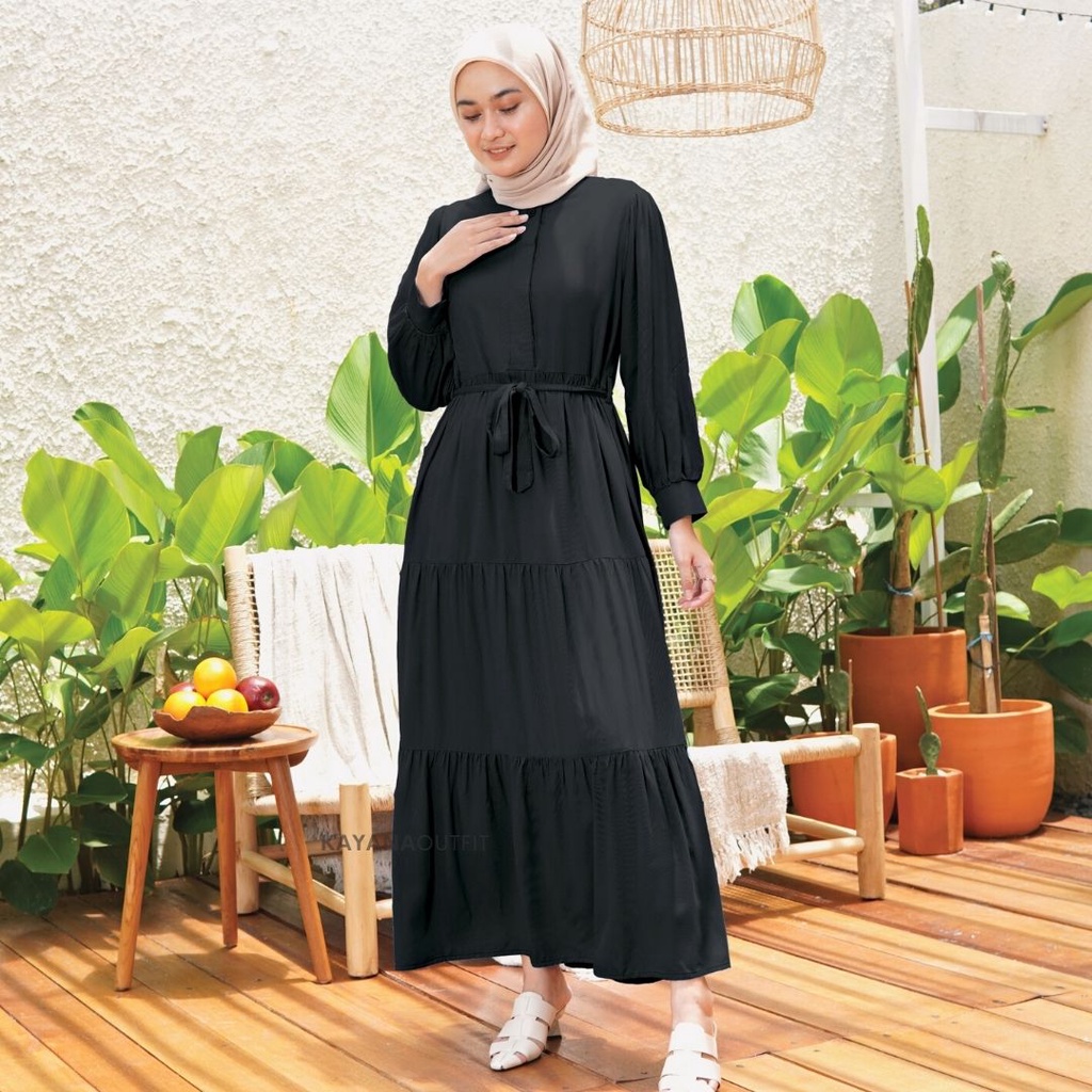 KYN Puffy Dress - Dress Korean Style Gamis Wanita Bahan Rayon Twill Premium